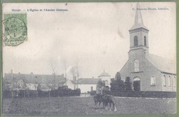 CPA Vue Rare - MONT DE L'ENCLUS - ORROIR - L'ÉGLISE ET L'ANCIEN CHATEAU - Petite Animation - C. Bauwens Favere Hoteliers - Mont-de-l'Enclus