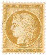 France : N°59*. 15 C. Bistre, Signé Brun. - Sonstige & Ohne Zuordnung