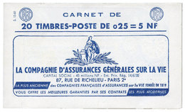 France : Carnet N°1263-C3**. Série 15-60 - Sonstige & Ohne Zuordnung