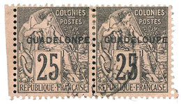 Guadeloupe : N°21 Et 21aC Obl. Paire Se Tenant. Variété "Guadelonpe". - Sonstige & Ohne Zuordnung