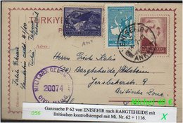 Türkei Rotes Kreuz - Mi. Nr. 62 - Ganzsache  Nacch Barghtheide -R- - Lettres & Documents