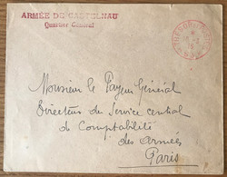 France, WWI, Lettre Du 10 Mars 1915, SP 63 (rouge) + Griffe ARMEE DE CASTELNAU Quartier Général (rouge) - (B1396) - 1. Weltkrieg 1914-1918