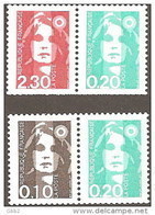 YT P2614 + P2617 Paires Issues Du Carnet 1502 Marianne De Briat, Bas Prix, Peu Proposé RARE. - 1989-1996 Bicentenial Marianne