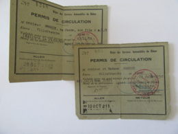 Lot De 2 Permis De Circulation Entre Villefranche Et Lyon Délivrés En 1950 - Historische Documenten