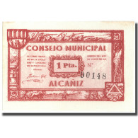 Billet, Espagne, 1 Peseta, Alcaniz, 1937, 1937, SPL+ - Other & Unclassified