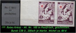 Türkei Rotes Kreuz -  Mi. Nr. 100 - Burak C 58 U - Geschnittenes Paar -R- - Unused Stamps