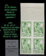 Türkei Rotes Kreuz -  Mi. Nr. 101 II - Burak C 61 U - 4er Block Geschnitten - Ohne Stern -RRR- - Unused Stamps