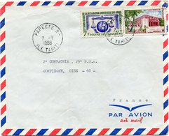 POLYNESIE LETTRE PAR AVION DEPART PAPEETE 7-1-1966 ILE TAHITI POUR LA FRANCE - Storia Postale