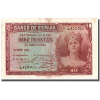 Billet, Espagne, 10 Pesetas, 1935, 1935, KM:86a, TTB - 10 Pesetas