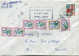 FRANCE LETTRE DEPART PARIS 23-8-1966 R. DUC TAXEE A L'ARRIVEE A BONNEVAL LE 24-8-1966 - 1962-1965 Haan Van Decaris