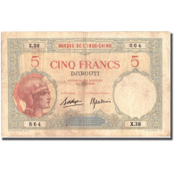 Billet, Côte Française Des Somalis, 5 Francs, KM:6b, TTB - Indochina