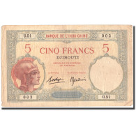 Billet, Côte Française Des Somalis, 5 Francs, KM:6b, TTB - Indocina