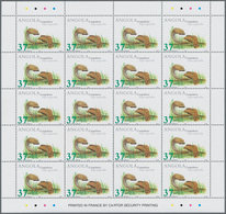 Angola: 2002, REPTILES, Complete Set Of Four In An Investment Lot Of 500 Sets In Sheets Of 20 Per Is - Angola