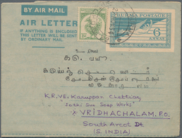 Birma / Burma / Myanmar: 1946/85 Ca. 100 Unused/CTO-used And Commercially Used Aerograms, Many Unfol - Myanmar (Burma 1948-...)