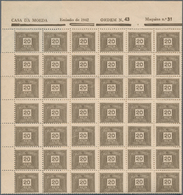 Brasilien - Portomarken: 1949, Postage Due 20 Reis Grey Brown (Wm.17), 1600 Stamps In Large Blocks W - Postage Due