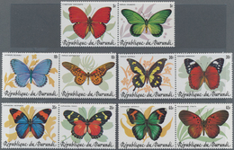 Burundi: 1984, Butterflies Complete Set Of 10 In Se-tenant Pairs In An INVESTMENT LOT With About 100 - Collezioni