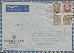 China: 1945/47, Covers To Switzerland (16+1 Front), Mostly Airmails Inc. Registration. - Autres & Non Classés