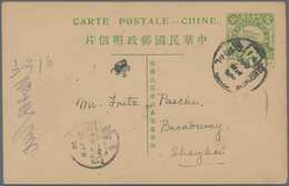 China - Ganzsachen: 1912/36 (ca.), Stationery Cards Used Or Cto (7, Two With Paintings On Reverse), - Ansichtskarten