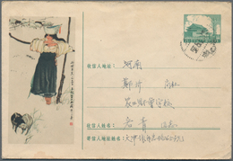 China - Volksrepublik - Ganzsachen: 1957/58, "arts Envelopes" Pictorial Envelopes 8 F. Green All Com - Cartes Postales