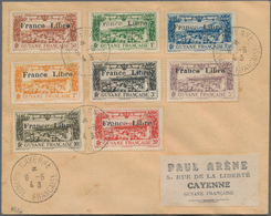 Französisch-Guyana: 1943 'Collection' Of A Complete Set Of 1933 Air Stamps Up To 20f. All Surcharge - Cartas & Documentos