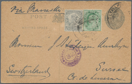 Indien: 1915-19 WWI Censored Mail: Three Postal Stationery Cards And Two Covers From India To Hollan - 1854 Compagnia Inglese Delle Indie