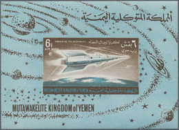 Jemen - Königreich: 1964, Astronauts In Space 6b. Imperf. Airmail Miniature Sheet 'Futuristic Starsh - Jemen