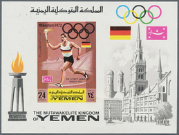 Jemen - Königreich: 1969, Summer Olympics Munich 1972 IMPERF. Miniature Sheet 24b. 'Torch Race' (+ S - Jemen
