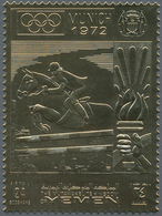 Jemen - Königreich: 1969, Summer Olympics Munich 1972 'Show Jumping' Perforated Gold Foil Stamps Inv - Yemen