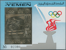 Jemen - Königreich: 1972, Summer OLYMPICS Munich Imperf. Miniature Sheet With 24b. Gold Foil Stamp ( - Jemen