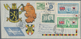 Korea-Süd: 1951/63 (ca.), Covers (22) Resp. Used Ppc (1) All To Foreign And Mostly Airmail And Inc. - Corea Del Sud