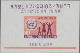 Korea-Süd: 1959, 10 Years Membership At World Health Organisation (WHO) Miniature Sheet In A Lot Wit - Korea (Zuid)