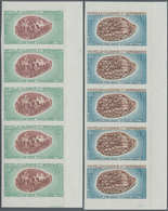 Neukaledonien: 1970, Sea Snails, Airmail 33fr. And 60fr., 25 Imperforate Stamps Within Multiples, Mi - Ongebruikt