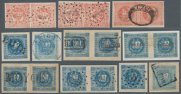 Peru: 1858-63, COAT OF ARMS & EMBOSSED Issues Collection Of 14 Pairs And 84 Stamps Showing Fine Clas - Perú