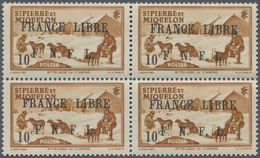 St. Pierre Und Miquelon: 1941/1942, FRANCE LIBRE Overprints, 10c. Brown, Lot Of 800 Stamps Mint Neve - Altri & Non Classificati