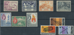 Singapur: 1949/1994 (ca.), Collection With Better Values And Blocks, Mainly Used But Also Mint (MH, - Singapour (...-1959)