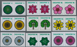 Singapur: 1973, Flowers And Fruits Defintives Complete Set Of 13 In A Lot With About 50 IMPERFORATE - Singapore (...-1959)