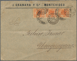 Uruguay: 1897/1910, Lot Of Eight Covers/cards, Mainly Franked With 1897 Pictorials, E.g. 25.c Pink/b - Uruguay