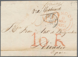 Mittel- Und Südamerika: 1829/1865, FORWARDED TRANSATLANTIC MAIL: Lot With 11 Entire Letters, Sent Vi - Otros - América