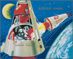 Thematik: Raumfahrt / Astronautics: 1971, Ajman, Dog "Laika" Travelling On Board "Sputnik 2", Souven - Autres & Non Classés