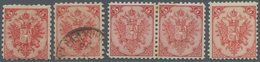 Bosnien Und Herzegowina: 1879/1899, Definitives "Double Eagle", 5kr. Red, Specialised Assortment Of - Bosnie-Herzegovine