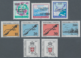 Bosnien Und Herzegowina - Serbische Republik: 1992/1993, Accumulation With Nine Different Stamps Inc - Bosnie-Herzegovine