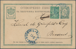 Bulgarien: 1862/1945, Collection Of 33 Entires Incl. 1879 1fr. Black/red On Reverse Of Cover From So - Storia Postale