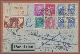 Frankreich: 1900/1960, Absolutely Awesome Collection Of Blocks Of Four On Entires Bearing 450 Envelo - Collezioni