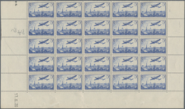 Frankreich: 1936, Airmails, 3fr. Ultramarine, 75 Pieces Within Multiples, Mint Never Hinged. Maury N - Colecciones Completas