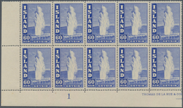 Island: 1943, Definitive Issue ‚Geysir‘ 60a. Ultramarine Perf. 14 In An Unusual Large Lot With About - Other & Unclassified