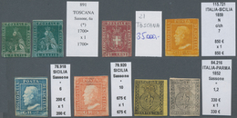 Altitalien: 1851-1862, Small Assembling Of 21 Mint Stamps Including Sicily, Sardinia, Modena, Parma, - Sammlungen