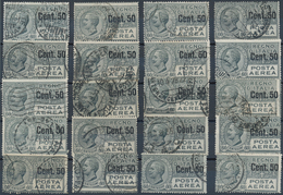 Italien: 1926, Air Mail 50 Cent On 60 C. Slate, 51 Stamps Used, Sassone Catalogue Value 6.630,- - Verzamelingen