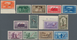 Italien: 1929/1931. Small Lot Of 35 Mint Never Hinged Stamps, All Overprinted SAGGIO In RED Or BLUE, - Colecciones