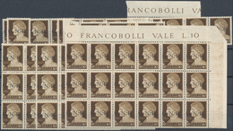 Italien: 1944, Republika Sociale "G.N.R." Issue 10 C. Brown 870 Stamps In Mint Never Hinged Large Bl - Collections