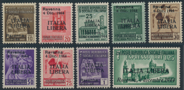 Italien: 1944-45, REP. SOC. ITALIANA & OCCUPATION ISSUES High Value Stamps And Blocks On Cards, Tori - Verzamelingen